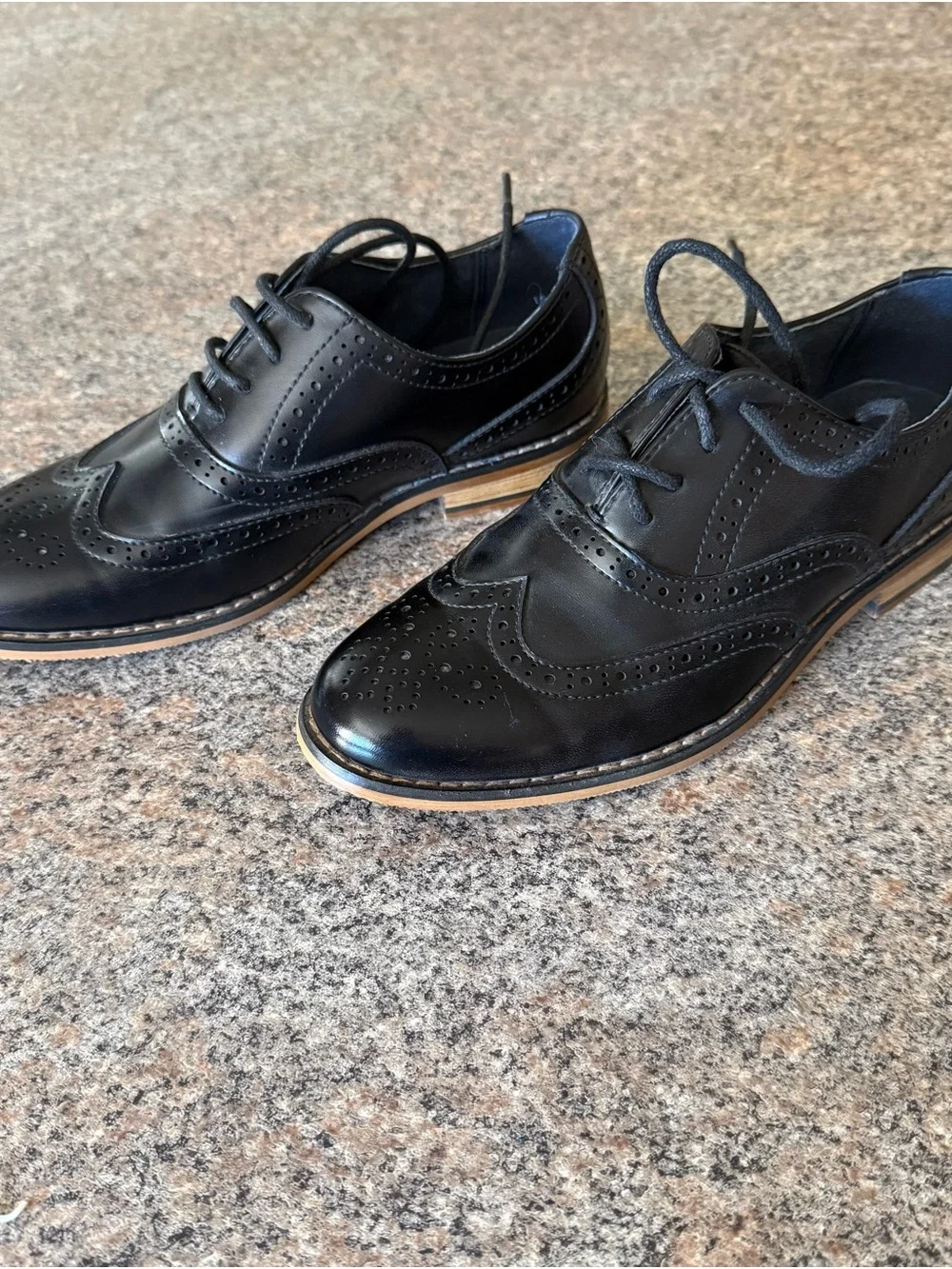 Kids Black Dress Wingtip Oxfords